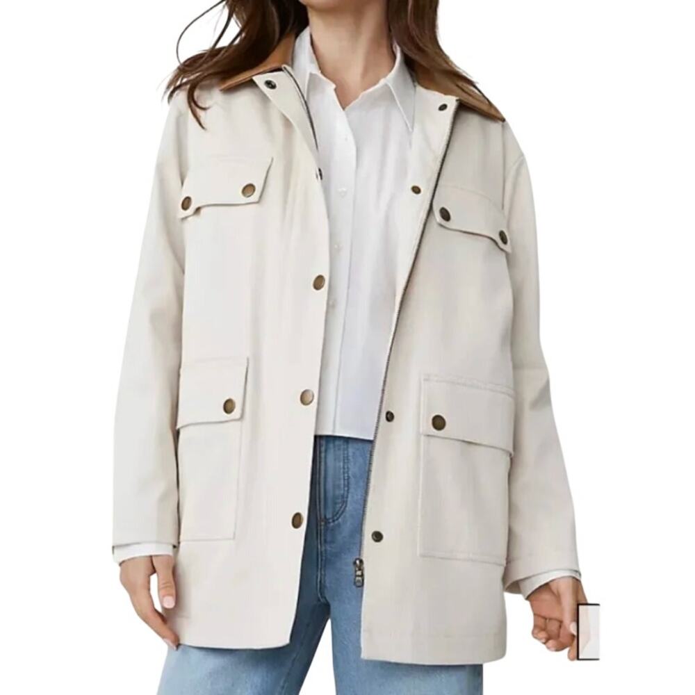 Ann Taylor Weekend Barn Chore Coat Cream NWT Medium Utility, Coastal, Preppy